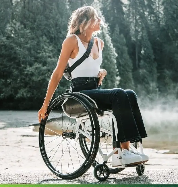 Optimistic woman on wheelchair