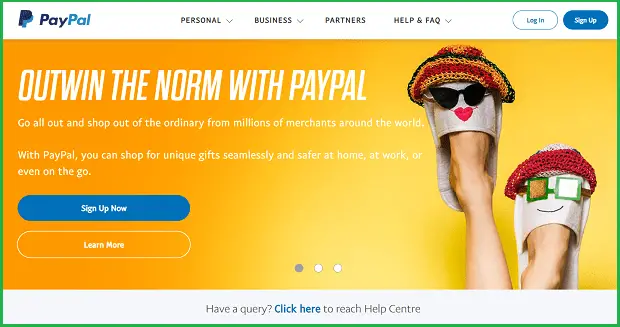 paypal landing page