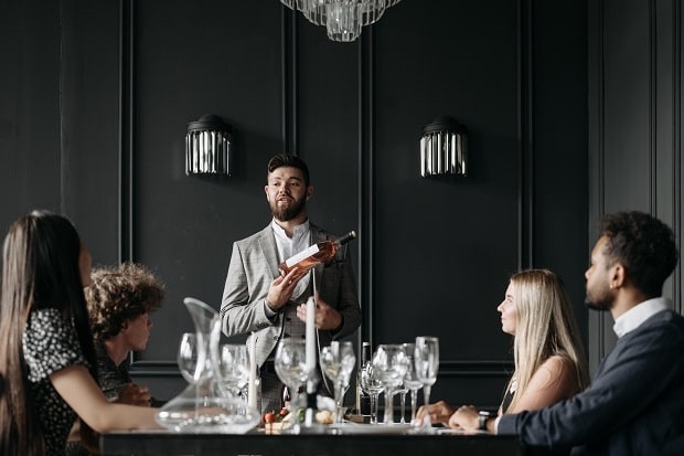 sommelier making an introduction