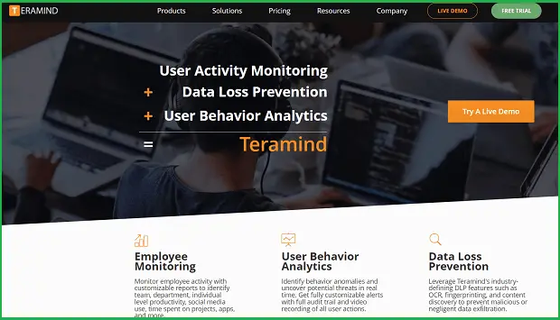 teramind landing page