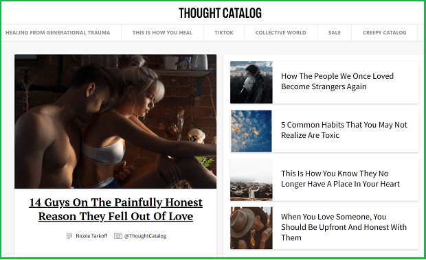 Thought Catalog landing page