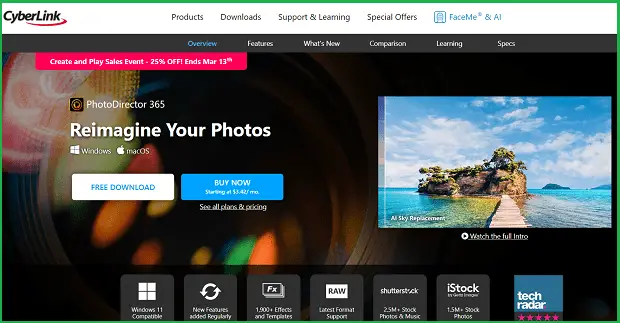 cyberlink photodirector landing page