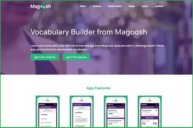 magoosh vocabulary builder landing page