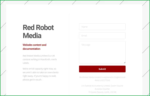 red robot media landing page