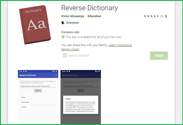 reverse dictionary app
