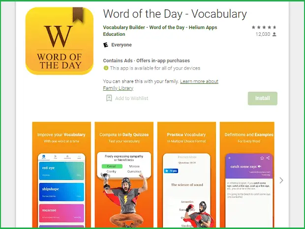 word of the day landing page