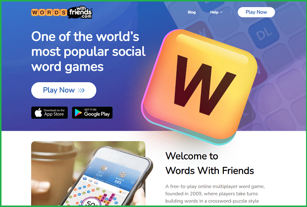 words with friends landing page