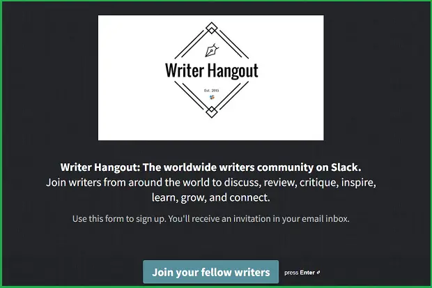 writer hangout landing page