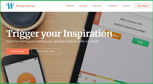 writing challenge landing page