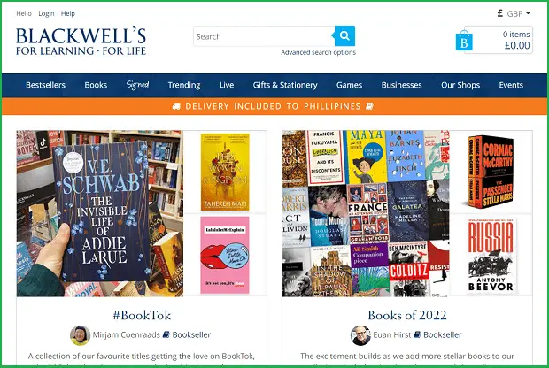blackwell's landing page