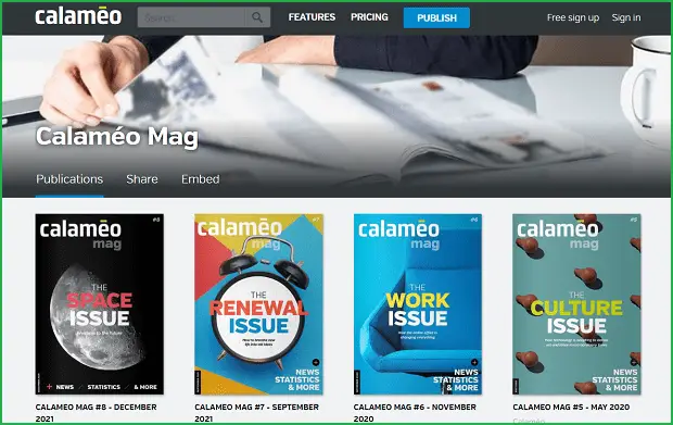 calameo landing page