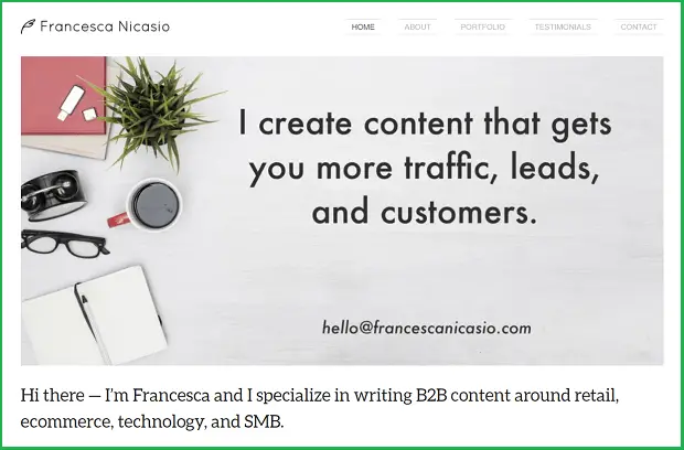 francesca nicasio's website screenshot