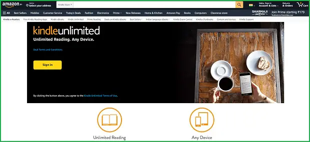 kindle unlimited landing page