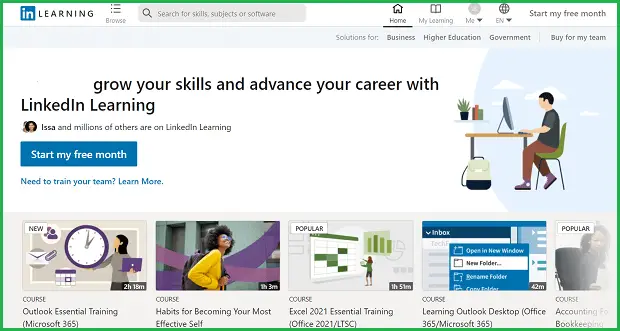 linkedin learning landing page