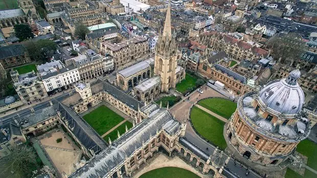 aerial photo of oxford university