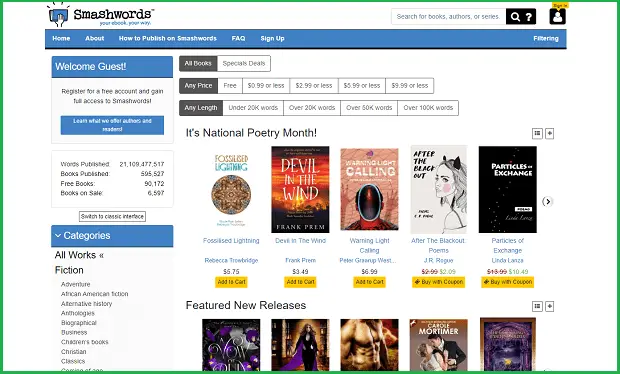 smashwords landing page