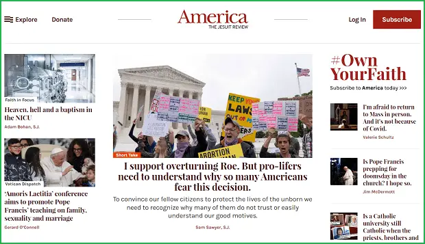 america the jesuit review landing page