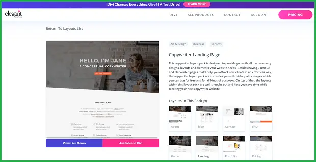 divi layout pack sample