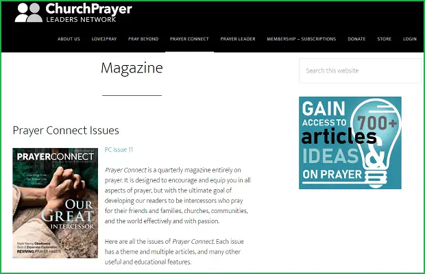 prayer connect landing page