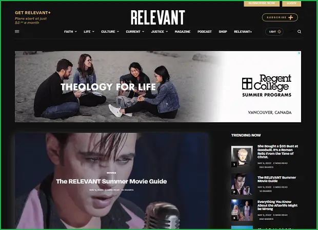 relevant magazine landing page