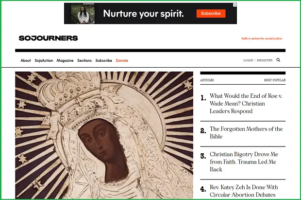 sojourners landing page