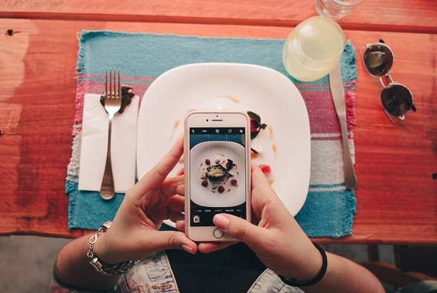 taking photo of a dish for instagram