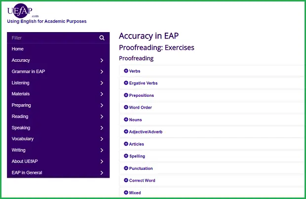 UEfAP quiz page