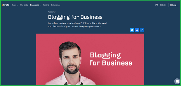 ahrefs blogging for business - landing page