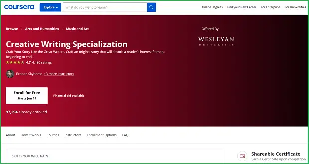 coursera creative writing specialization