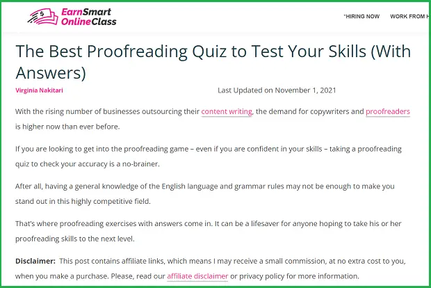 proofreading quizzes online