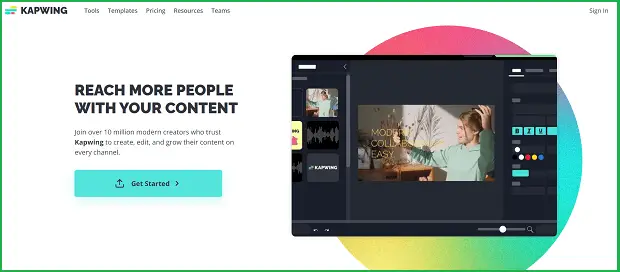 kapwing landing page