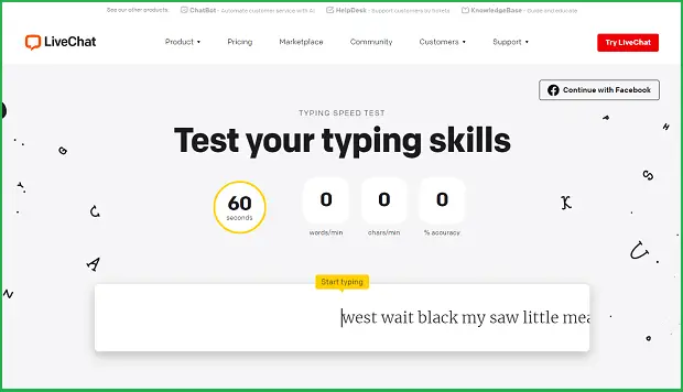 livechat typing test page