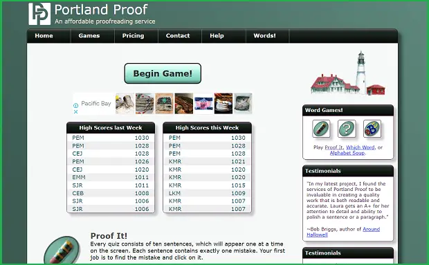 portland proof quiz page