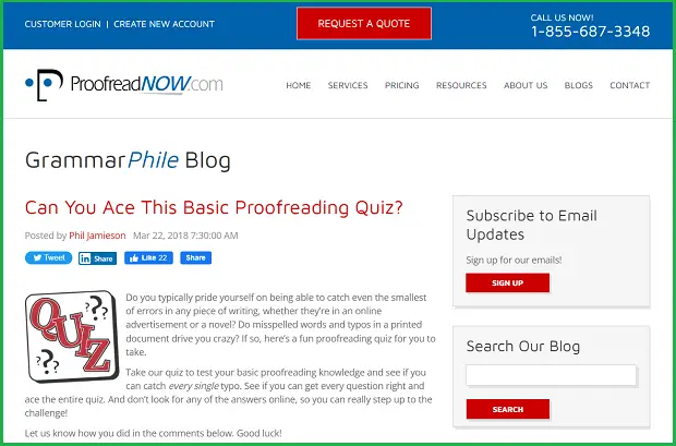proofread now quiz page