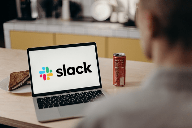 slack logo on laptop