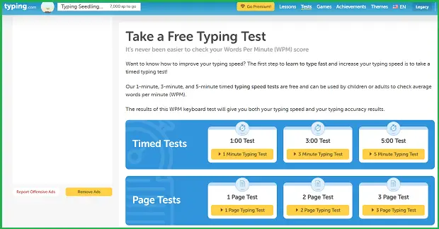 typing.com - Writing Speed Test Websites