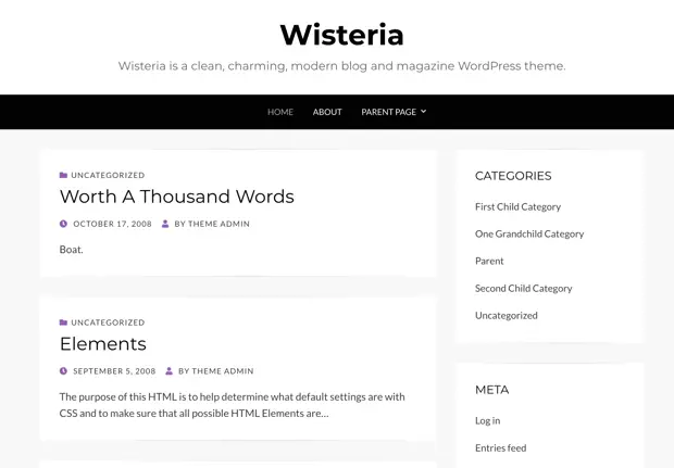 wisteria wordpress theme