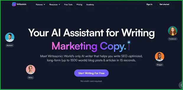 writesonic landing page