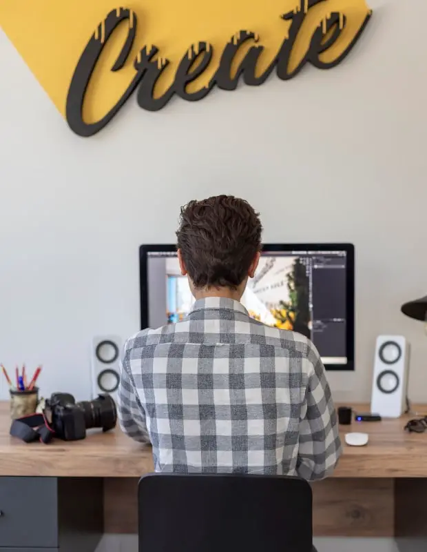 Graphic designer sitting in a modern office