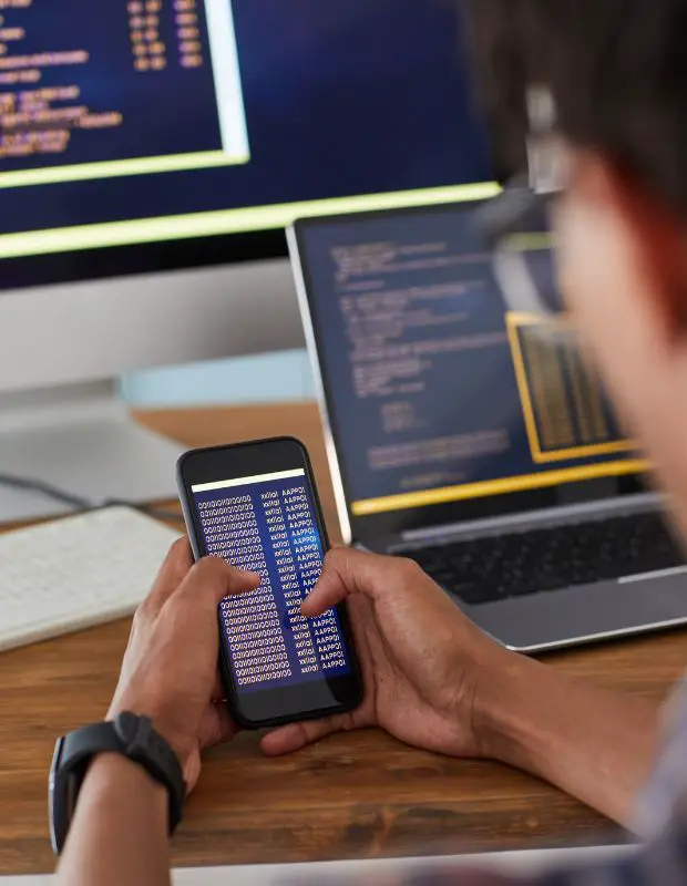 developer working on a mobile app