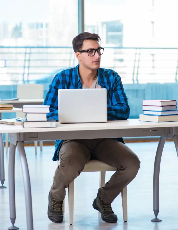 mba student studying in a modern library