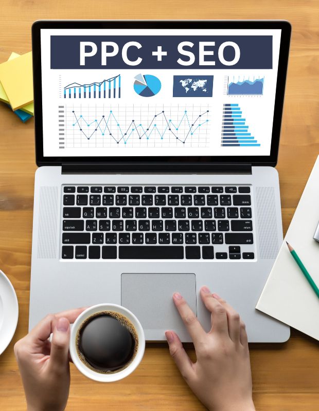 ppc and seo on a laptop screen