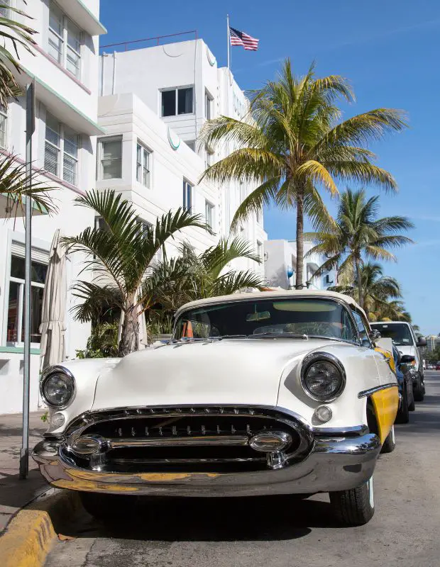 a vintage car in Miami florida