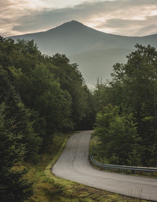 a mountain road in New Hampshire