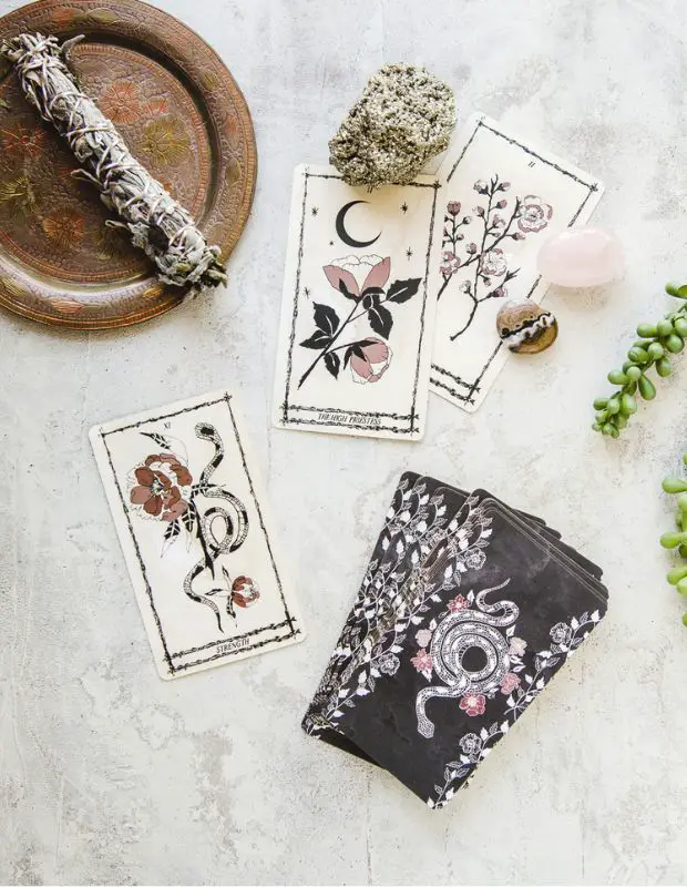 Beautiful Taro cards laying on the table