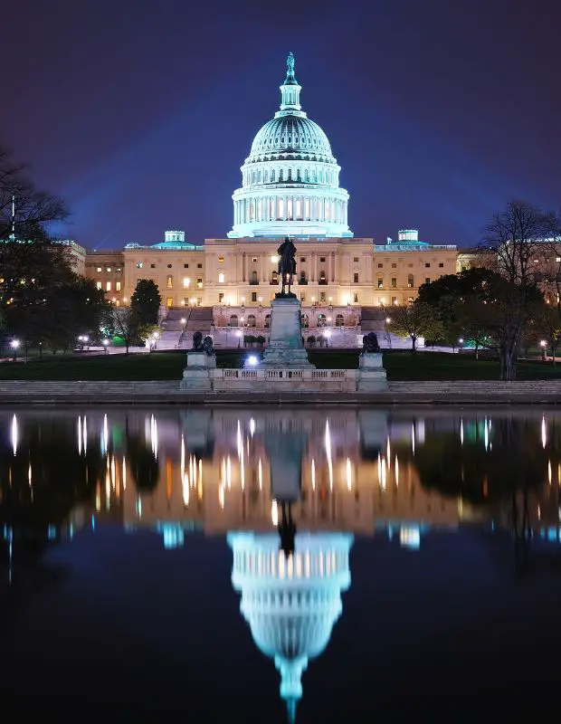 capitol hill building at night