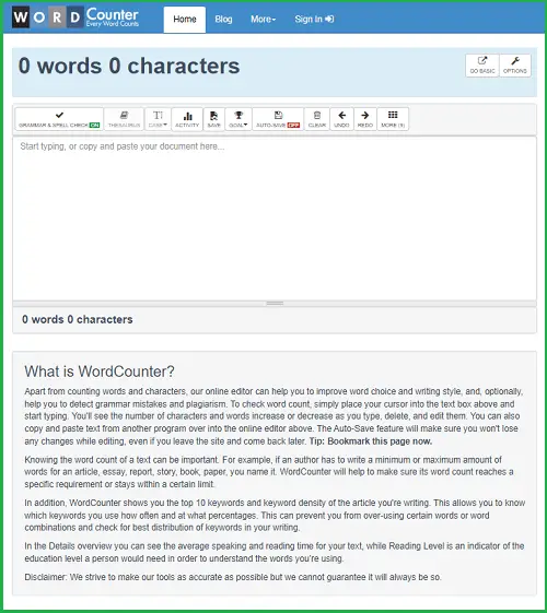 word counter screenshot