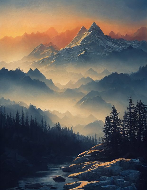 a beautiful mountain fantasy world