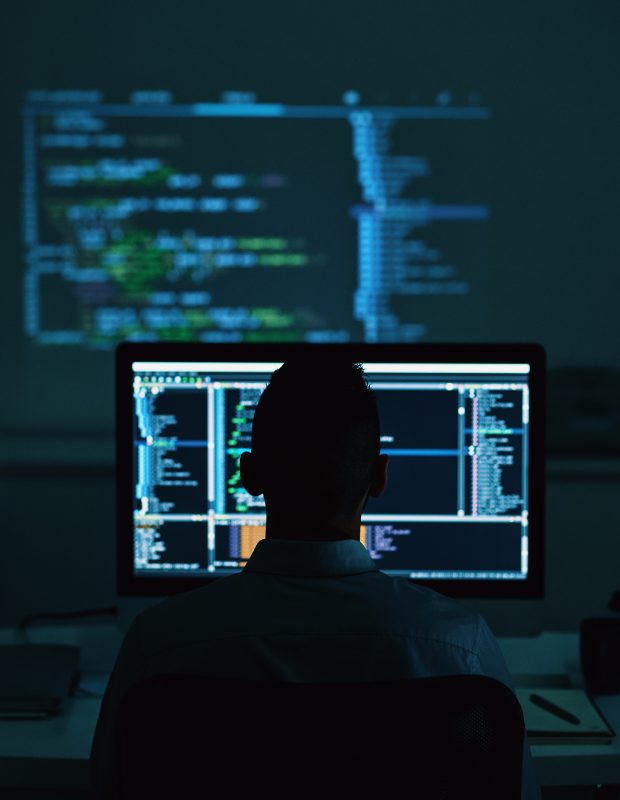 a programmer working in the dark