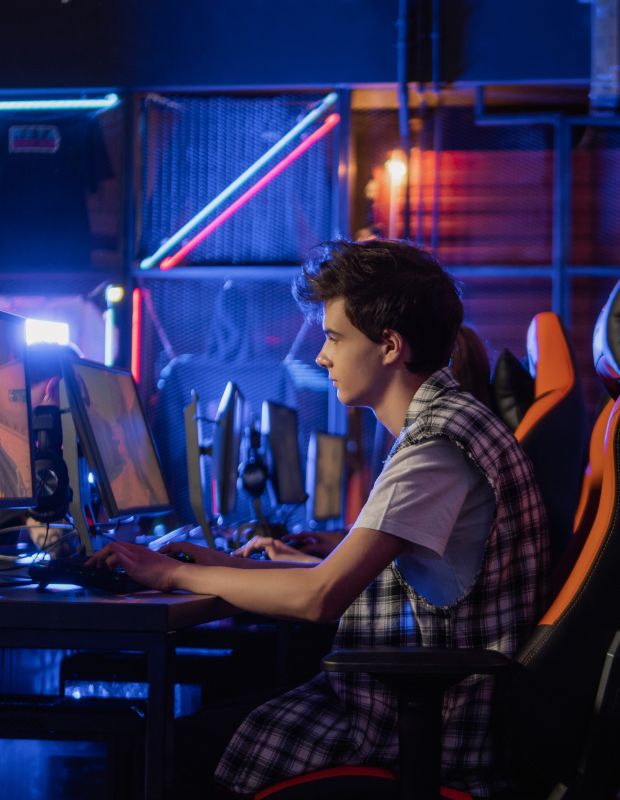 a gamer in a gaming den